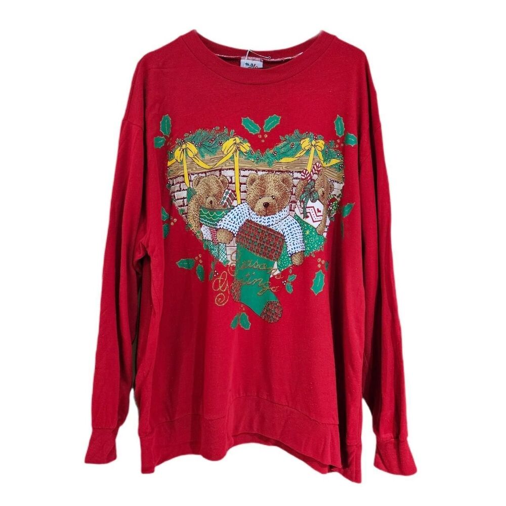 90s ugly christmas sweatshirt red teddy bears plus size top